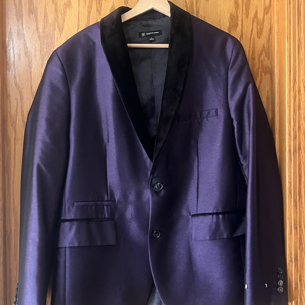 INC International Concepts Purple Blazer with Black Lapels